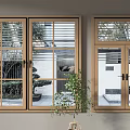 Wooden Frame Casement Windows With Clear Glass And Indoor Outdoor View Design