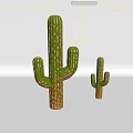 Green Cactus Decorative Ornament Set with Large and Small Sizes and White Spots