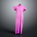 Elegant Pink Cheongsam With Stand Collar Short Sleeves And Classic Design