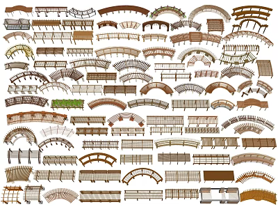 Various Pergola Designs With Wooden Metal Structures For Garden Outdoor Use 3d model