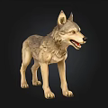 Realistic Gray Brown Wolf Sculpture With Detailed Fur And Standing Pose