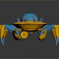 Mechanical Crab Character Design With Blue Shell And Yellow Claws 3d model