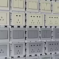 Various White And Gray Switch Panels With Different Socket And Button Designs 3d model