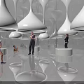 Interactive Amusement Park Playground With Colorful Light Domes Reflective Floors And People Playing