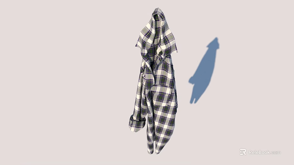 Casual Oversized Plaid Shirt Hanging With Classic Checkered Pattern And Loose Fit 3d model 
