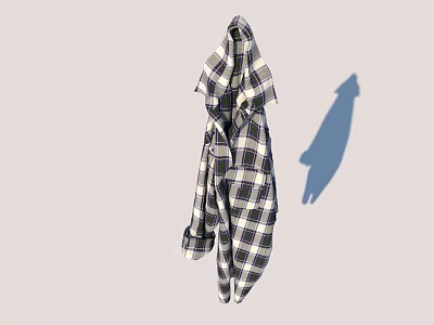 Casual Oversized Plaid Shirt Hanging With Classic Checkered Pattern And Loose Fit 3d model