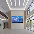 Modern Service Hall Interior With Large Digital Display Map Data Natural Light And Spacious Layout 3d model