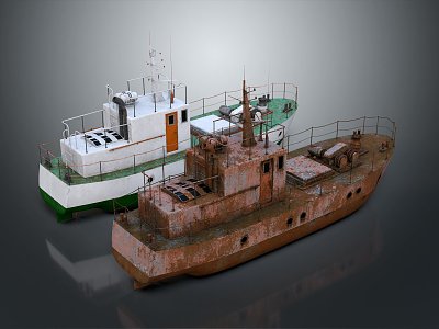 Industrial LOFT Boat Engineering Boat Digger Boat Gold Rush Boat Sand Dredger model