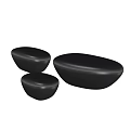 Three Black Oval Shaped Stools with Modern Minimalist Smooth Surface Design 3d model