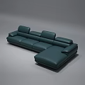 Modern Dark Green Leather L Shaped Sectional Sofa With Comfortable Spacious Seating 3d model