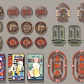Chinese Themed Wall Decor With Various Shapes Signs And Neon Elements For Restaurants