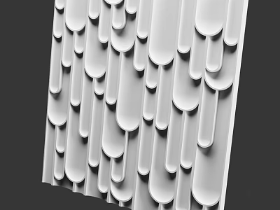 White Wall With Irregular Curved Protruding Decorations In Modern Minimalist Style 3d model