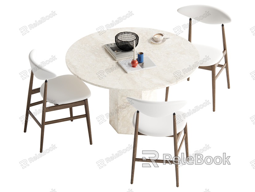 Middle style dining table and chair combination model