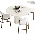 Middle style dining table and chair combination 3d model