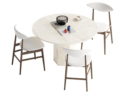 Middle style dining table and chair combination 3d model