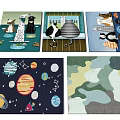 Square Rugs Featuring Diverse Patterns Including Animal Space And Camouflage Designs