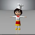 Cartoon Chef Girl Wearing Red White Yellow Outfit With Chef Hat And Open Arms