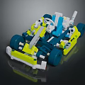 Electric Toy Building Blocks Race Car with Blue Yellow White Construction Model Kit