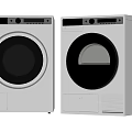 Two White Front Loading Washing Machines With Black Doors And Modern Design 3d model
