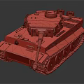 Detailed Military Tank With Camouflage Paint Turret Gun Barrel And Tracks