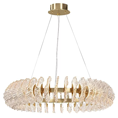 Elegant Modern Crystal Chandelier With Gold Metal Frame And Glass Petal Decorations 3d model