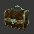 Vintage Decorative Wooden Storage Box With Golden Handle Lock And Intricate Patterns