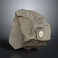 Natural Rough Stone Block Featuring Small Wood Inlay Design For Decoration