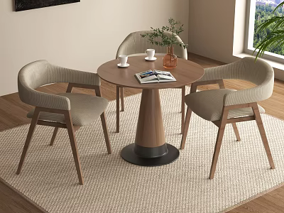 Modern Conference Table and Chairs Wooden Upholstered Armchairs Indoor Meeting Space Natural Light 3d model
