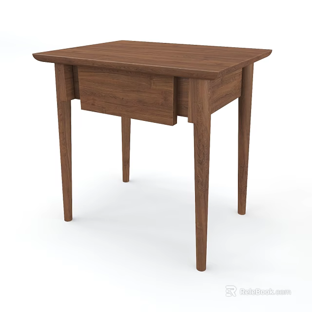 Simple Wooden Bedside Table With Single Drawer And Sturdy Legs Design 3d model