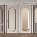 Hinged Interior Doors with Various Designs Glass Panels and Neutral Color Finishes