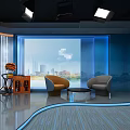 Modern News Studio Interior With Virtual Background Anchor Desk And Lighting