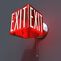 Red EXIT Sign Wall Light With Clear Acrylic Design And Mounted On Gray Wall