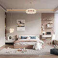 Modern Kids Room Interior With Cloud Pendant Light Bed Bookshelf And Stuffed Toys