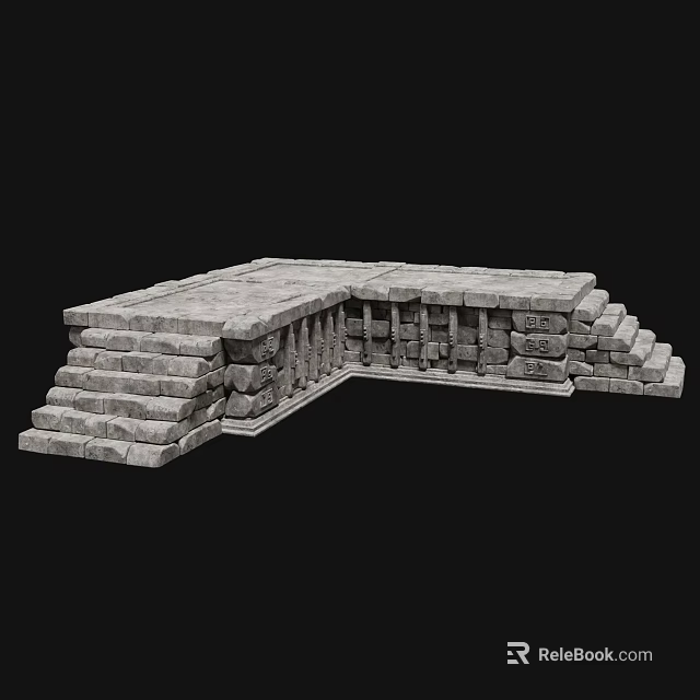 Ancient Architecture Stone Steps And Platform Featuring Classic Traditional Masonry Design 3d model 