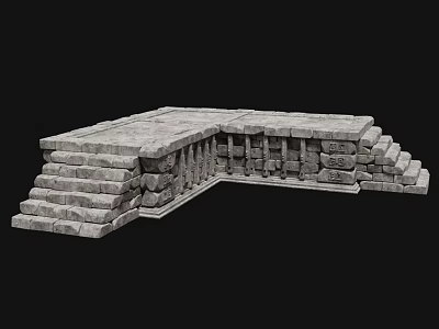 Ancient Architecture Stone Steps And Platform Featuring Classic Traditional Masonry Design 3d model