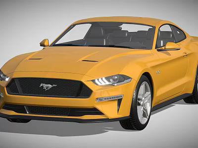 Yellow Ford Mustang Two Door Sports Car Modern Exterior Design With Sleek Body 3d model