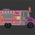 Pink Ice Cream Truck with Awning Sweet Treats Text and Ice Cream Cone Roof Decorations