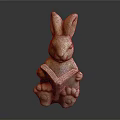 Rabbit Sculpture Holding a Book in Reading Position as Decorative Art Piece