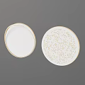 Round White Ceiling Lights With Gold Rim And Dotted Pattern Design 3d model