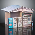 Diverse Commercial Equipment Setup With Automated Vending Machines And Retail Kiosk Elements
