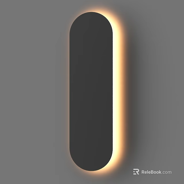 Modern Black Wall Lamp With Sleek Design And Yellow Light Illumination 3d model 