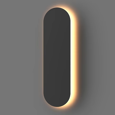 Modern Black Wall Lamp With Sleek Design And Yellow Light Illumination 3d model