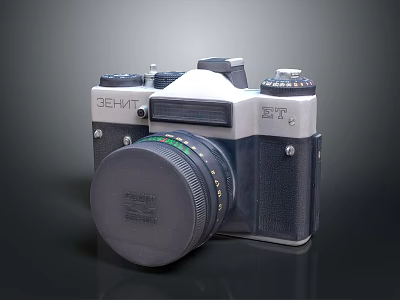 Retro Analog Film Camera Electronic Device With Classic Design And Lens Cap 3d model