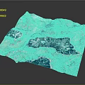 3D Natural Landscape Model With Blue Lakes And White Mountain Terrain