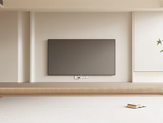 Modern TV background wall cream TV background 3d model