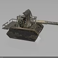 Military Vehicle With Large Cannon Barrel And Camouflage Paint Chassis Structure Design