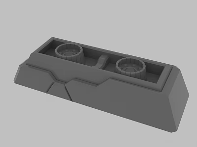 Gray Geometric 3D Model Base With Two Circular Grooves And Angular Edges 3d model