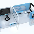 Modern Exhibition Booth With Blue Display Board Protect Signage And Balance Label