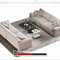 Modern Sofa Coffee Table Combination With Plush Pillows And Soft Area Rug 3d model