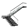 Modern Staircase Design With Glass Railing Wooden Treads And Sleek Metal Frame